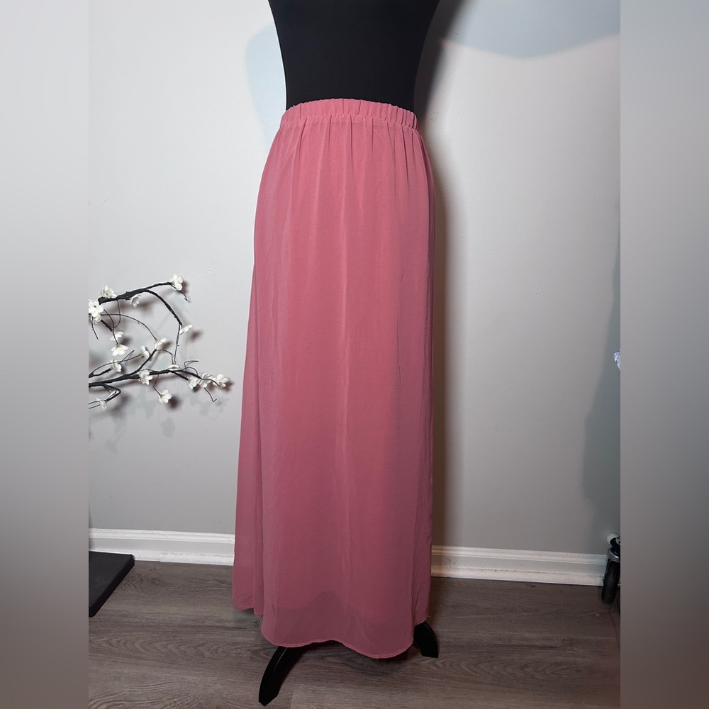 Forever 21 Pink busty rose Maxi Skirt Boho Flowy Elastic Waist Cottagecore Large